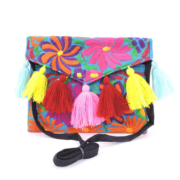 Handmade Boho Crossbody Purse Tassel Embroidered - Picture 3 of 3